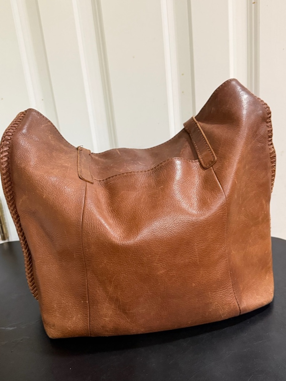 Lucky Brand Cognac Brown Leather hobo Shoulder Bag with tassels - Picture 3 of 10